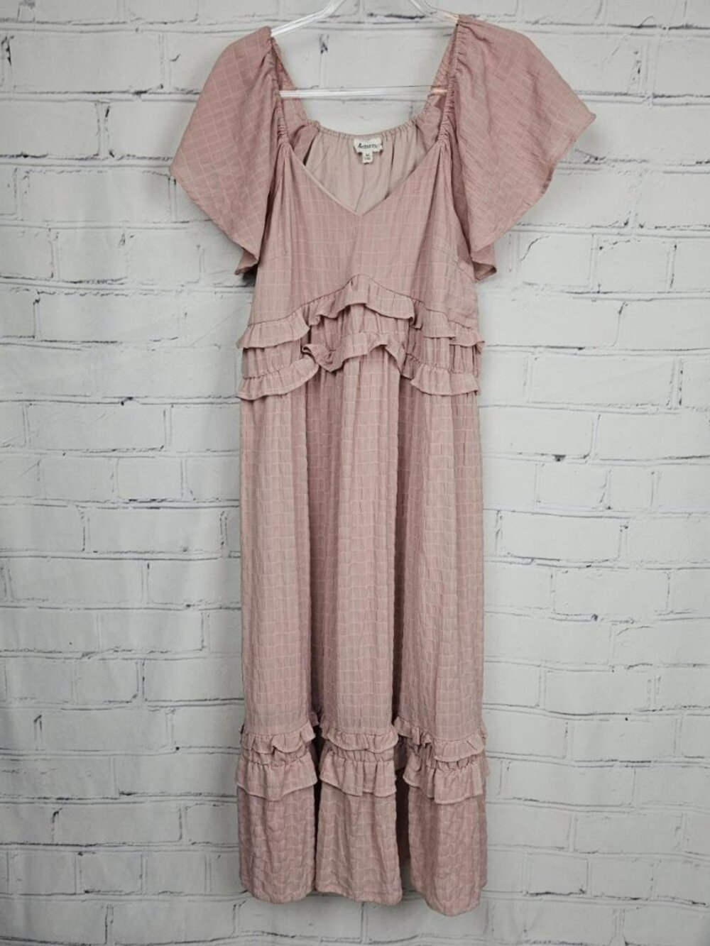 &merci Pink Ruffled Maxi Dress Womens M Feminine Comfortable Event Soft Country